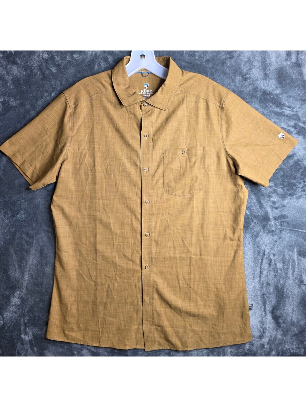 Kuhl Persuadr Shirt Mens Size Small Short Sleeve Button Up Shirt Brown 7428